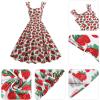 imageIDOPIP Women Vintage Elegant Swing Dress Mango Strawberry Cherry Rose Print Midi Dress 1950s Retro A Line Cocktail Prom Gown