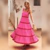 imageIDOPIP Womens Sleeveless Casual Tiered Dress Summer Flounce Long Maxi Dress Spaghetti Straps Loose Fit Sundress OutfitRose