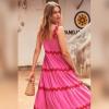 imageIDOPIP Womens Sleeveless Casual Tiered Dress Summer Flounce Long Maxi Dress Spaghetti Straps Loose Fit Sundress OutfitRose