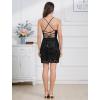 imageIDOPIP Womens Sparkly Sequin Dress Spaghetti Straps Bodycon Mini Dress Glitter Homecoming Cocktail Party Night Club DressesBlack