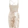 imageIDOPIP Womens Sparkly Sequin Dress Spaghetti Straps Bodycon Mini Dress Glitter Homecoming Cocktail Party Night Club DressesGold