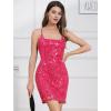 imageIDOPIP Womens Sparkly Sequin Dress Spaghetti Straps Bodycon Mini Dress Glitter Homecoming Cocktail Party Night Club DressesHot Pink