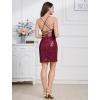 imageIDOPIP Womens Sparkly Sequin Dress Spaghetti Straps Bodycon Mini Dress Glitter Homecoming Cocktail Party Night Club DressesPurplish Red