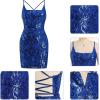 imageIDOPIP Womens Sparkly Sequin Dress Spaghetti Straps Bodycon Mini Dress Glitter Homecoming Cocktail Party Night Club DressesRoyal Blue