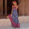 imageIDOPIP Womens Summer Casual Dress Beach Floral Maxi Dress Elegant Spaghetti Sleeveless Smocked Sundress Weeding Guest DressDark Blue