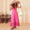 imageIDOPIP Womens Summer Casual Dress Beach Floral Maxi Dress Elegant Spaghetti Sleeveless Smocked Sundress Weeding Guest DressPink