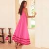 imageIDOPIP Womens Summer Casual Dress Beach Floral Maxi Dress Elegant Spaghetti Sleeveless Smocked Sundress Weeding Guest DressPink