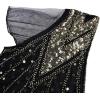 imageWomens 1920s Flapper Dress Vintage Great Gatsby Party Sequin Maxi Evening Cocktail Dresses with 20s Accessories SetBlack  Gold