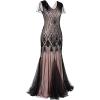 imageWomens 1920s Flapper Dress Vintage Great Gatsby Party Sequin Maxi Evening Cocktail Dresses with 20s Accessories SetBlack  Pink