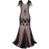 imageWomens 1920s Flapper Dress Vintage Great Gatsby Party Sequin Maxi Evening Cocktail Dresses with 20s Accessories SetBlack  Pink