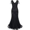 imageWomens 1920s Flapper Dress Vintage Great Gatsby Party Sequin Maxi Evening Cocktail Dresses with 20s Accessories SetBlack