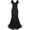 imageWomens 1920s Flapper Dress Vintage Great Gatsby Party Sequin Maxi Evening Cocktail Dresses with 20s Accessories SetBlack