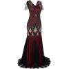 imageWomens 1920s Flapper Dress Vintage Great Gatsby Party Sequin Maxi Evening Cocktail Dresses with 20s Accessories SetDark Red