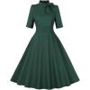 imageIDOPIP 1950s Women Vintage Swing Dress Elegant Tie Neck Cocktail Midi Dress ALine Formal Wedding Evening Party Retro DressGreen