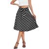 imageIDOPIP Women 50s Vintage Polka Dot Skirt High Waist ALine Floral Swing Skirt Summer Elegant Cocktail Flowy Boho Belted SkirtBlack