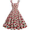 imageIDOPIP Women Vintage Elegant Swing Dress Mango Strawberry Cherry Rose Print Midi Dress 1950s Retro A Line Cocktail Prom Gown