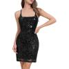 imageIDOPIP Womens Sparkly Sequin Dress Spaghetti Straps Bodycon Mini Dress Glitter Homecoming Cocktail Party Night Club DressesBlack