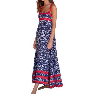 imageIDOPIP Womens Summer Casual Dress Beach Floral Maxi Dress Elegant Spaghetti Sleeveless Smocked Sundress Weeding Guest DressDark Blue