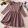 imageIDOPIP Toddler Girls Sweater Dress Long Sleeve Ribbed Knit Ruffle Dress Kids Birthday Pageant Winter Fall Christmas DressDusty Pink