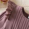 imageIDOPIP Toddler Girls Sweater Dress Long Sleeve Ribbed Knit Ruffle Dress Kids Birthday Pageant Winter Fall Christmas DressDusty Pink