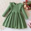 imageIDOPIP Toddler Girls Sweater Dress Long Sleeve Ribbed Knit Ruffle Dress Kids Birthday Pageant Winter Fall Christmas DressGreen