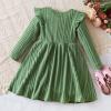 imageIDOPIP Toddler Girls Sweater Dress Long Sleeve Ribbed Knit Ruffle Dress Kids Birthday Pageant Winter Fall Christmas DressGreen