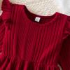 imageIDOPIP Toddler Girls Sweater Dress Long Sleeve Ribbed Knit Ruffle Dress Kids Birthday Pageant Winter Fall Christmas DressRed
