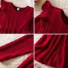 imageIDOPIP Toddler Girls Sweater Dress Long Sleeve Ribbed Knit Ruffle Dress Kids Birthday Pageant Winter Fall Christmas DressRed
