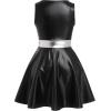 imageIDOPIP Womens Shiny Metallic Dress Sexy Sleeveless Skater Mini Dress Holographic Party Rave Dance Clubwear Halloween CostumeBlack