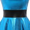 imageIDOPIP Womens Shiny Metallic Dress Sexy Sleeveless Skater Mini Dress Holographic Party Rave Dance Clubwear Halloween CostumeBlue