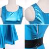 imageIDOPIP Womens Shiny Metallic Dress Sexy Sleeveless Skater Mini Dress Holographic Party Rave Dance Clubwear Halloween CostumeBlue