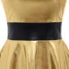 imageIDOPIP Womens Shiny Metallic Dress Sexy Sleeveless Skater Mini Dress Holographic Party Rave Dance Clubwear Halloween CostumeGold