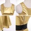 imageIDOPIP Womens Shiny Metallic Dress Sexy Sleeveless Skater Mini Dress Holographic Party Rave Dance Clubwear Halloween CostumeGold