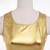 imageIDOPIP Womens Shiny Metallic Dress Sexy Sleeveless Skater Mini Dress Holographic Party Rave Dance Clubwear Halloween CostumeGold