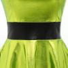 imageIDOPIP Womens Shiny Metallic Dress Sexy Sleeveless Skater Mini Dress Holographic Party Rave Dance Clubwear Halloween CostumeGreen