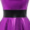 imageIDOPIP Womens Shiny Metallic Dress Sexy Sleeveless Skater Mini Dress Holographic Party Rave Dance Clubwear Halloween CostumePurple