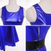 imageIDOPIP Womens Shiny Metallic Dress Sexy Sleeveless Skater Mini Dress Holographic Party Rave Dance Clubwear Halloween CostumeRoyal Blue