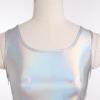 imageIDOPIP Womens Shiny Metallic Dress Sexy Sleeveless Skater Mini Dress Holographic Party Rave Dance Clubwear Halloween CostumeSilver