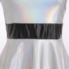 imageIDOPIP Womens Shiny Metallic Dress Sexy Sleeveless Skater Mini Dress Holographic Party Rave Dance Clubwear Halloween CostumeSilver