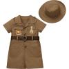 imageIDOPIP Girl Jungle Safari Outfit Wild Birthday RomperHat Jumpsuit Birthday Party Clothes Overall Shorts Photo Shoot BodysuitBrown