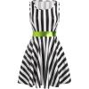 imageIDOPIP Womens Shiny Metallic Dress Sexy Sleeveless Skater Mini Dress Holographic Party Rave Dance Clubwear Halloween CostumeBlack White Striped