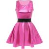 imageIDOPIP Womens Shiny Metallic Dress Sexy Sleeveless Skater Mini Dress Holographic Party Rave Dance Clubwear Halloween CostumeHot Pink