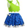 imageIDOPIP Kids Baby Halloween Costume Caveman Cavegirl Stone Age Outfit for Girl Boy Halloween Cosplay Dress Up Photoshoot 6M6TGreen  Blue 3pcs