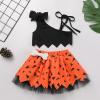 imageIDOPIP Kids Baby Halloween Costume Caveman Cavegirl Stone Age Outfit for Girl Boy Halloween Cosplay Dress Up Photoshoot 6M6TOrange  Black 3pcs