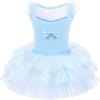 imageIDOPIP Girls Glitter Star Tutu Skirted Leotard Sequin Ruffle Sleeve Ballet Dance Dress Ballerina Dancewear Gymnastics CostumeBlue