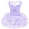 imageIDOPIP Girls Glitter Star Tutu Skirted Leotard Sequin Ruffle Sleeve Ballet Dance Dress Ballerina Dancewear Gymnastics CostumePurple