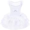 imageIDOPIP Girls Glitter Star Tutu Skirted Leotard Sequin Ruffle Sleeve Ballet Dance Dress Ballerina Dancewear Gymnastics CostumeWhite
