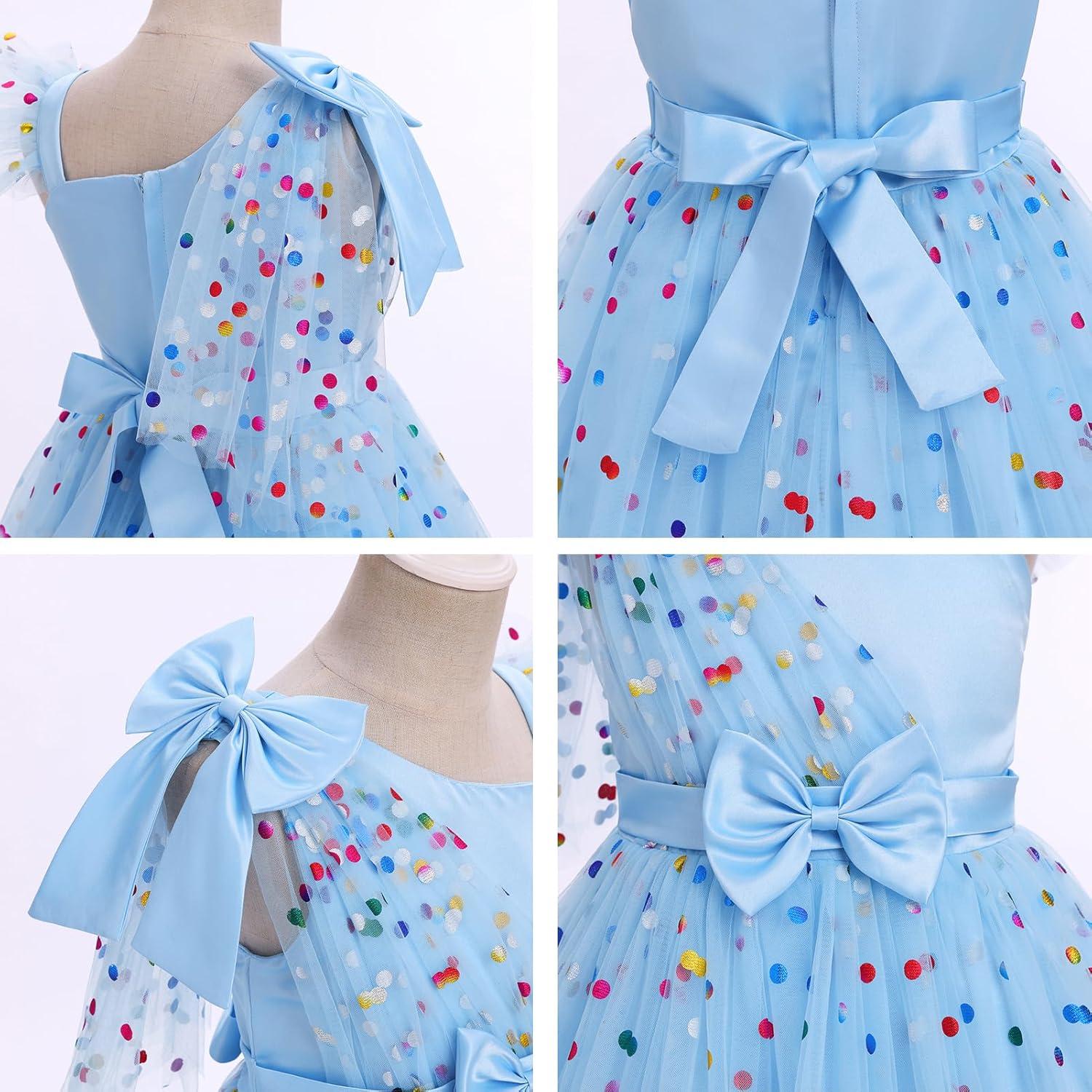 imageIDOPIP Toddler Baby Girls Sequin Heart Tutu Dress Pageant Wedding Flower Girl Dresses Princess Birthday Party Bowknot GownsBlue