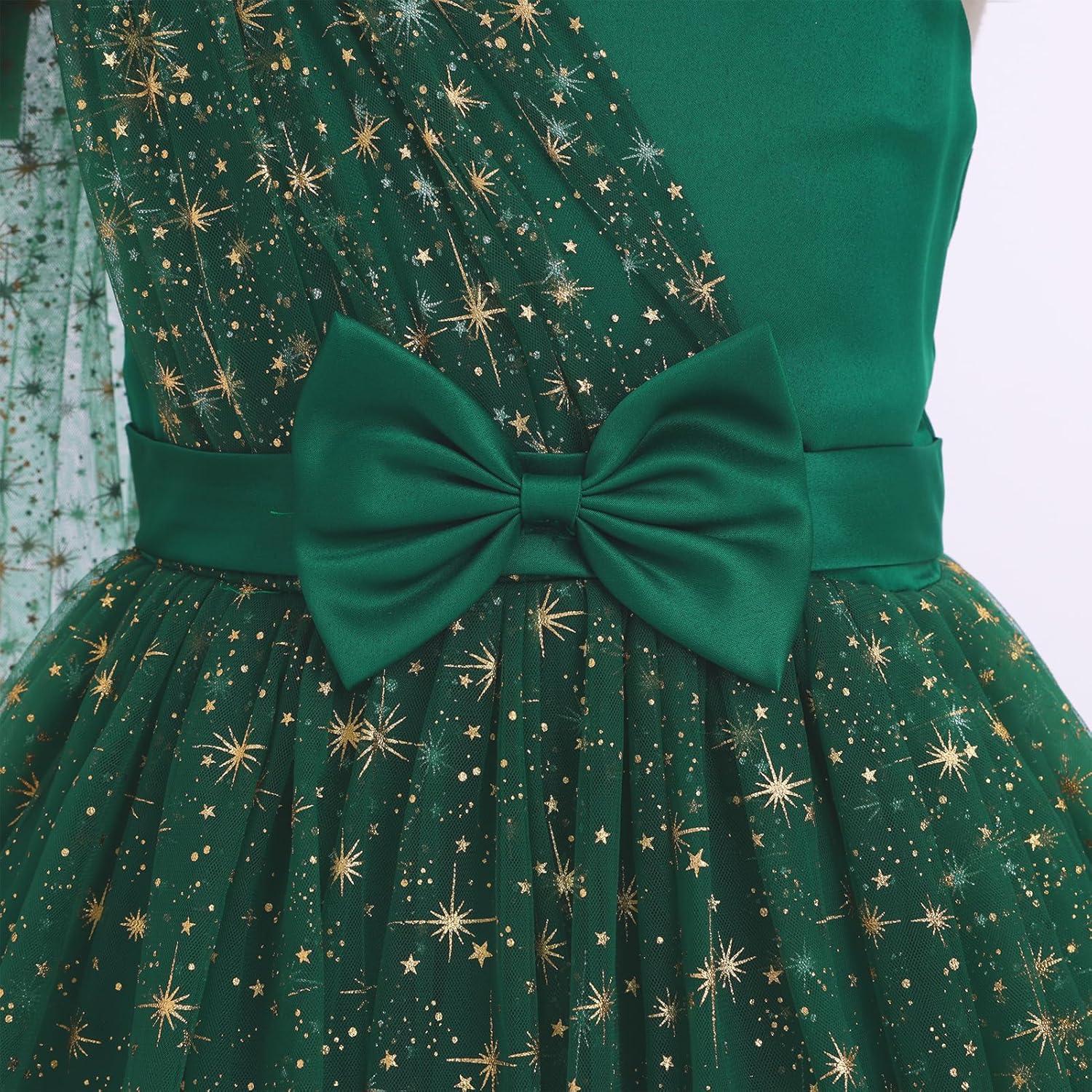 imageIDOPIP Toddler Baby Girls Sequin Heart Tutu Dress Pageant Wedding Flower Girl Dresses Princess Birthday Party Bowknot GownsDark Green