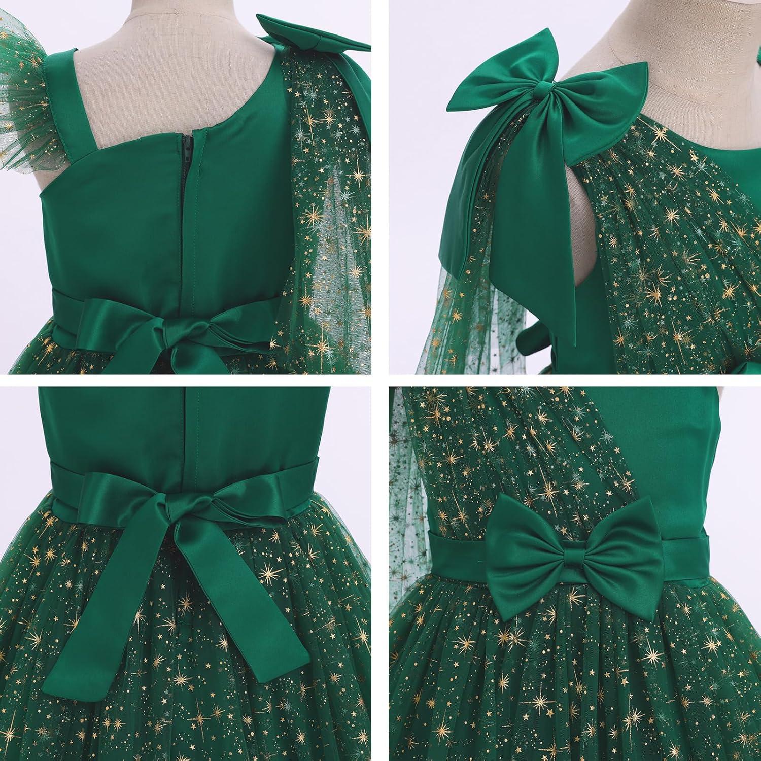 imageIDOPIP Toddler Baby Girls Sequin Heart Tutu Dress Pageant Wedding Flower Girl Dresses Princess Birthday Party Bowknot GownsDark Green
